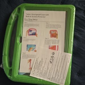 Green Shockproof Tablet Case with Built-in Screen Protector